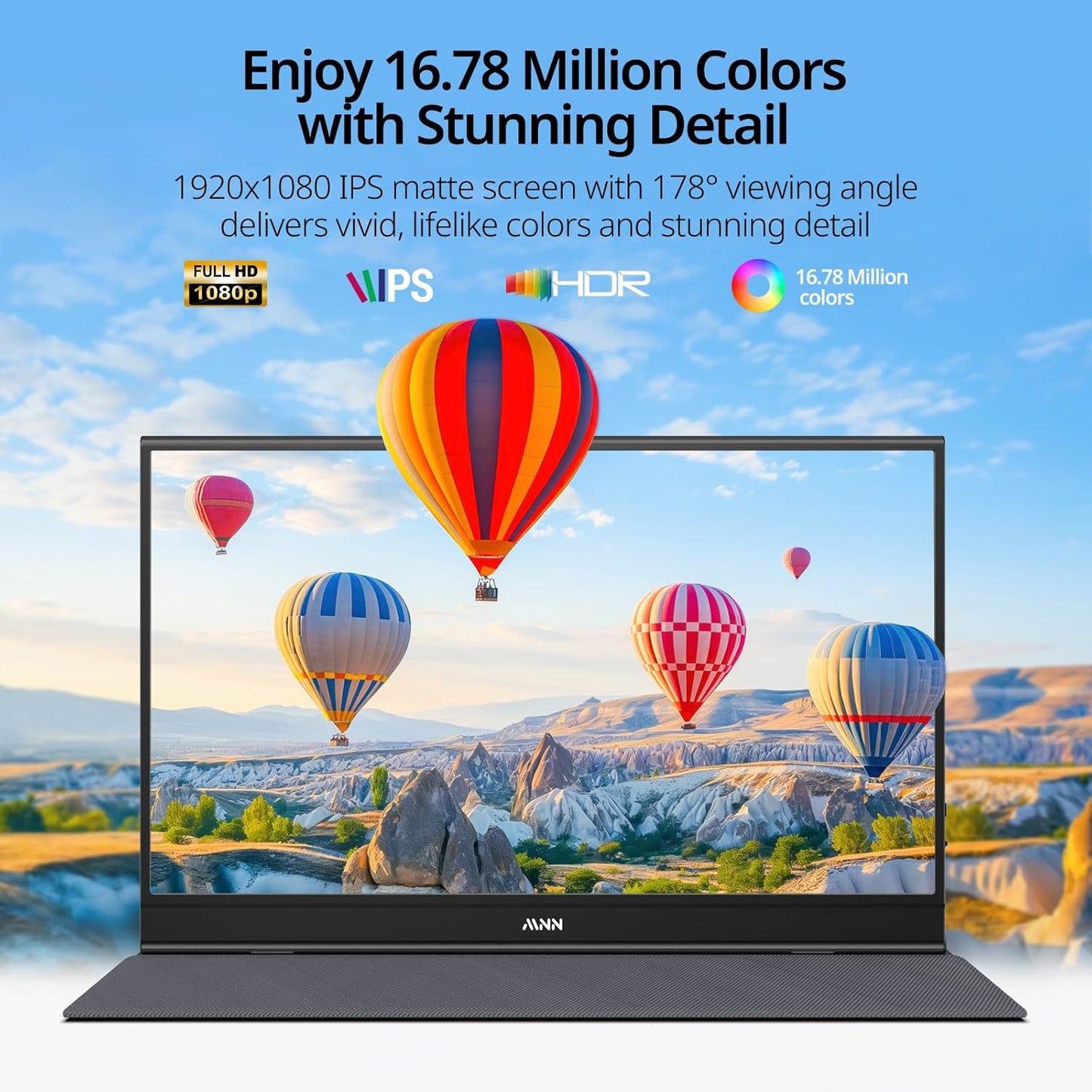 15.6" FHD 1080P Portable Monitor - Ultra-Slim IPS Display with Smart Cover & Speakers, Ideal for Gaming & On-the-Go Use, Plug & Play for Laptop, PC, Phone & Mac